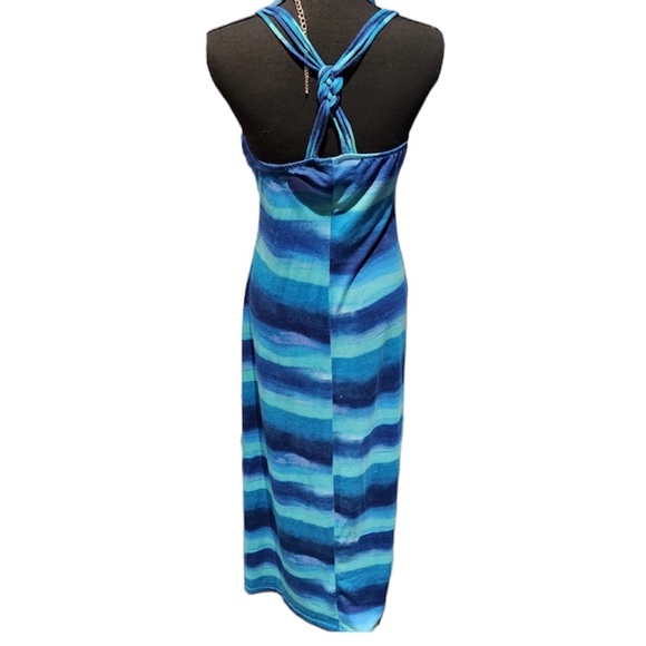 Degrees Blue & Green Halter Maxi Dress Sz S - Picture 2 of 8